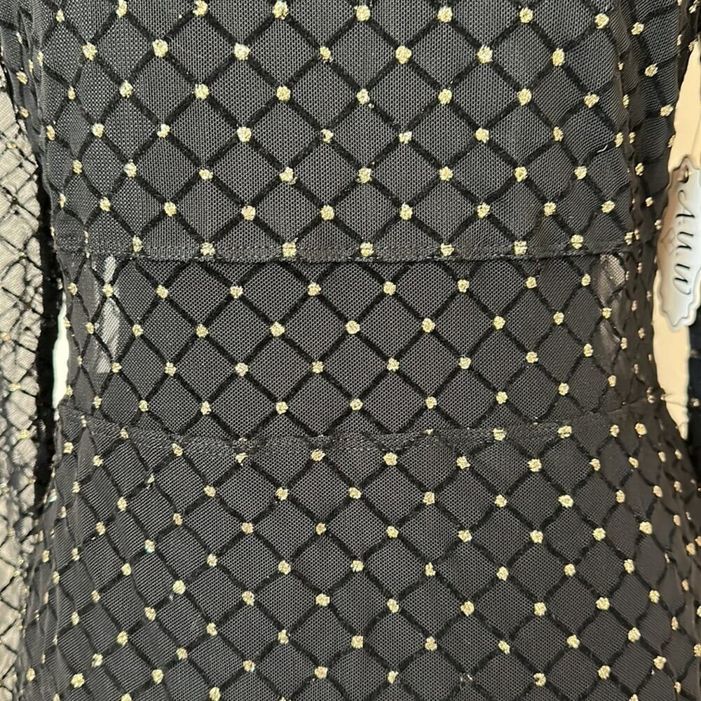 A.U.W. Black Sheer Long Sleeve Mesh Glitter Velvet Dress Fairy Whimsigoth Sz XL - Picture 10 of 15